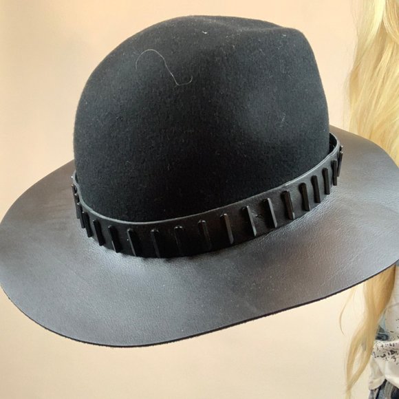 NWOT Women's The Kooples Wool Leather brimmed Hat - Picture 6 of 8